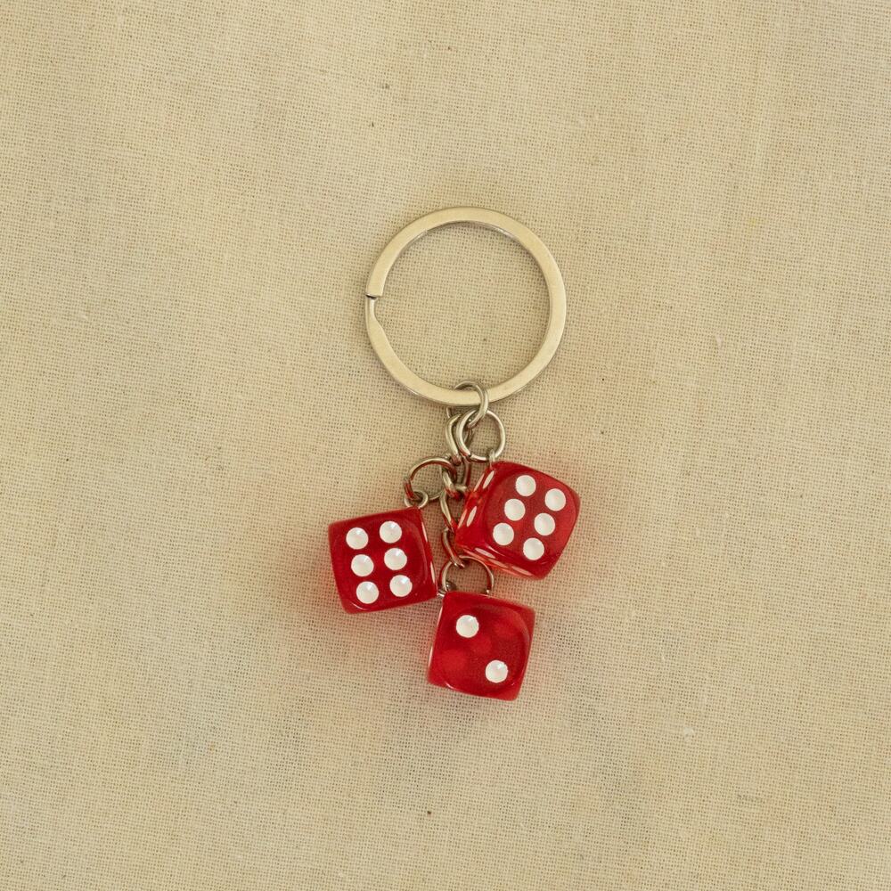 Y2k 2000s vintage style red dice key chain